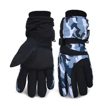 Унисекс Зимние камуфляжные полосы зимние лыжные перчатки водонепроницаемые теплые плюшевые варежки