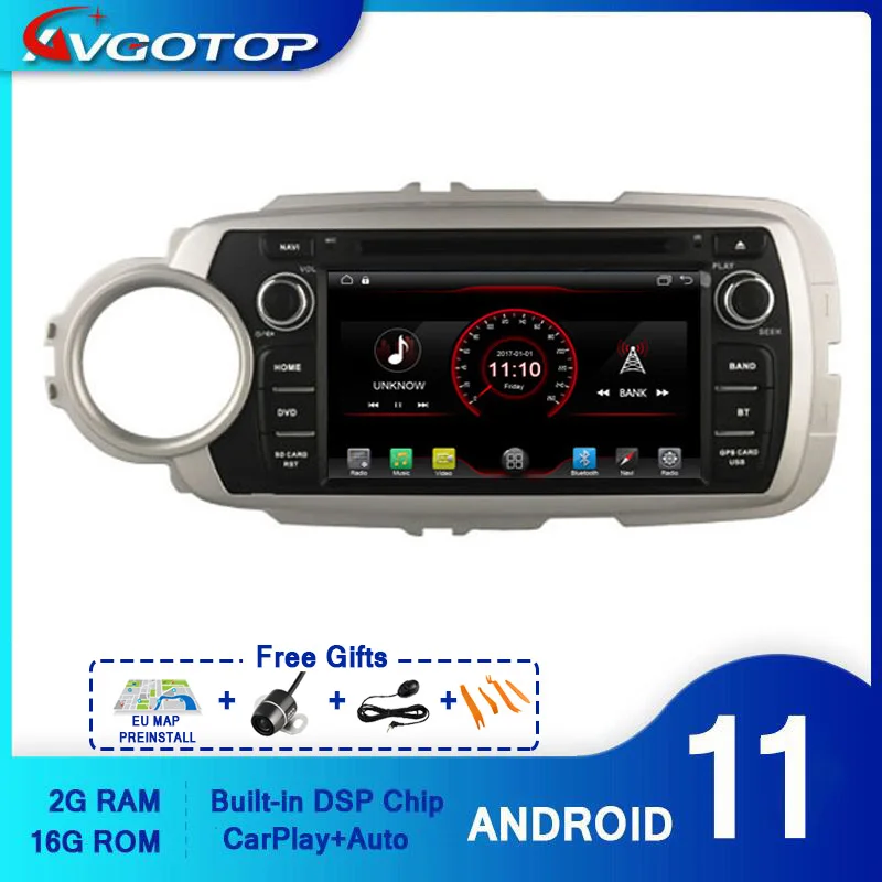 AVGOTOP Android 11 WINCE Bluetooth GPS Car Radio DVD Player For TOYOTA YARIS 2012 2G 16G MP3 MP4 Vehicle Multimedia | Автомобили и