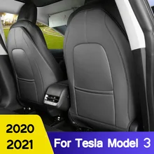 2PCS PU Leder Anti-Kind-Kick Pad Für Tesla Modell 3 2019 2020 2021 Auto Sitz Zurück abdeckung Protector Kick Sauber Matte Pad
