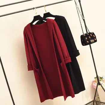 

Spring Autumn New Women Sweater Long Cardigan Coat Loose Hooded Knitted Cardigan Women Sueter Mujer Casual Black Cardigan C6080