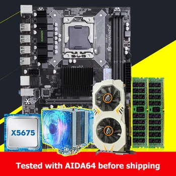 Billige HUANANZHI X58 Motherboard Bündel Computer DIY Xeon CPU X5675 3,06 GHz CPU Kühler RAM 16G(2*8G) REG ECC Video Karte GTX750Ti 2GD5