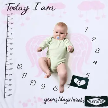 

Baby Photo Blanket Polyester Fiber Background Cloth Pink Wings Clouds 100-Day-Old Photographic Props Height Measurement