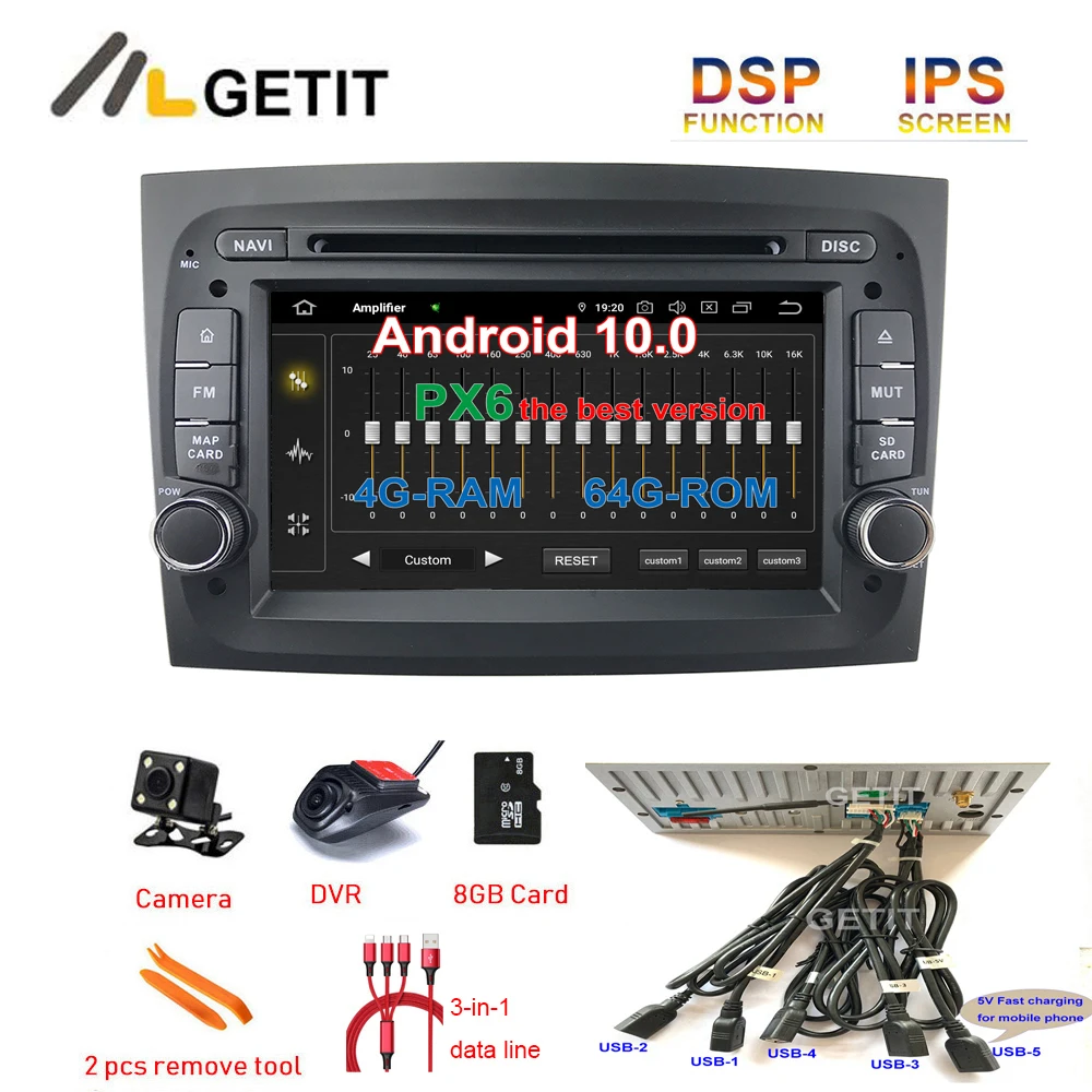DSP Android 10 Car DVD Stereo Multimedia Player for Deckless FIAT DOBLO 2015-2017 car GPS Navigation Radio RDS | Автомобили и