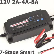 12V 2A 4A 8A 7-ми сегментный смарт-автомобильное зарядное устройство, аккумуляторная батарея типа и ток на выбор