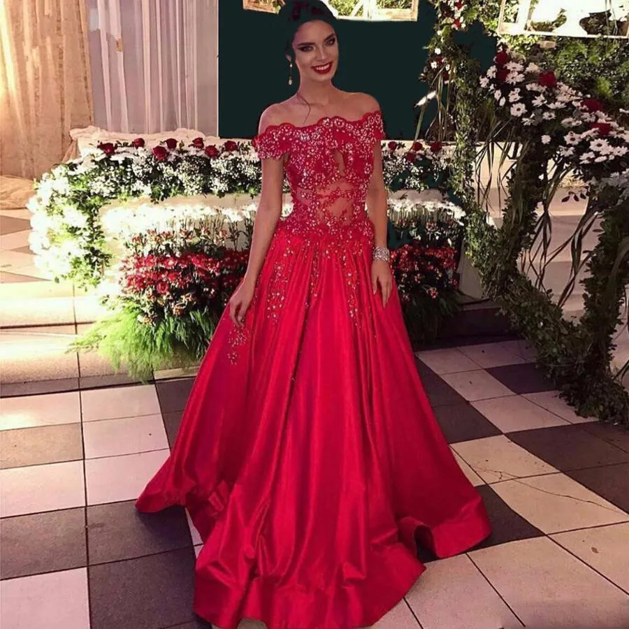 Hot-Sale-A-Line-Red-Prom-Dresses-2018-Vestidos-Longo-Vintage-Beading-Long-Evening-Dress-Boat_副本