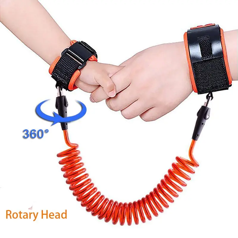 150cm Rotary Head Привязь на запястье для детей преддошкольного возраста, ремни безопасности для детей, веревка для прогулок на открытом воздухе, наручный ремень, браслет для детей - Цвет: 150cm Rotary Head