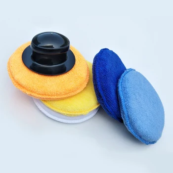 

4pcs Round High Density Buffing Kit Auto With Handle Small Applicator Sponge Set Car Cleaning Tool Professional Polishing Waxing