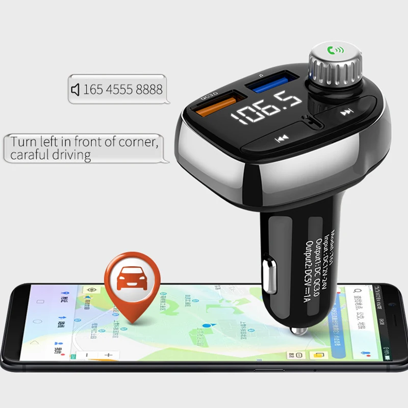 Автомобильное зарядное устройство Bluetooth MP3-плеер FM Музыкальный Радио беспроводной Hands-free Dual USB V6