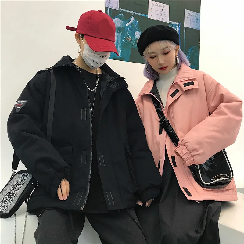

Spring And Autumn Loose-Fit BF Retro Big Pocket Windproof Stand Collar down Coat Cotton-padded Clothes Padded Coat Unisex Fashio