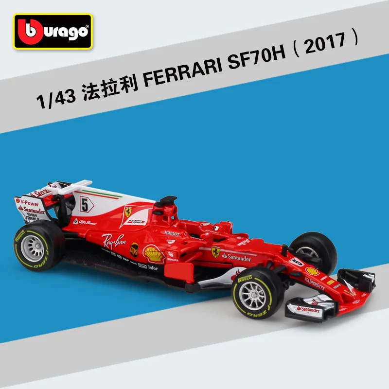 Bburago литье под давлением 1:43 Масштаб Металл F1 автомобиль Formulaa 1 гоночный автомобиль F1 модель автомобиля SF70H/71 H/90 сплав игрушка автомобиль коллекция детский подарок - Цвет: 2017 SF70H NO.5