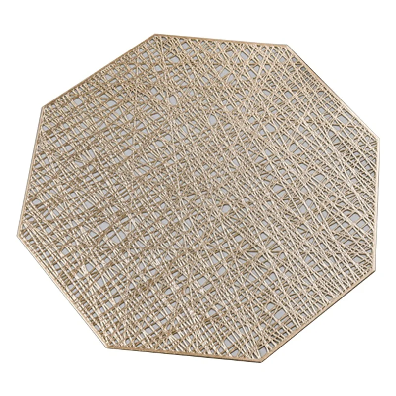 6Pcs PVC Placemats Octagonal Hollow Waterproof Non Slip Table Mats Heat-Insulated Pad Coaster Home Decoration Dinner Placemat