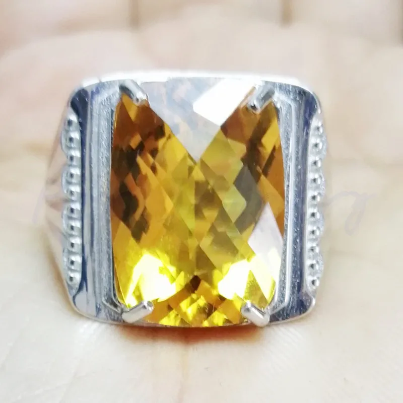 Мужское кольцо с натуральным цитрином,, 925 пробы silver12ct, большой драгоценный камень для мужчин или wo мужчин, хорошее ювелирное изделие# R982602