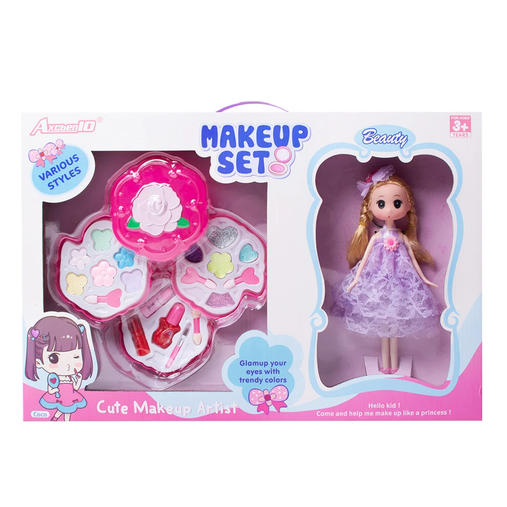 HUANUO Барби макияж игрушки, многослойный детский макияж, девочка подарки на день рождения, DIY Макияж игрушки, различные варианты - Цвет: A
