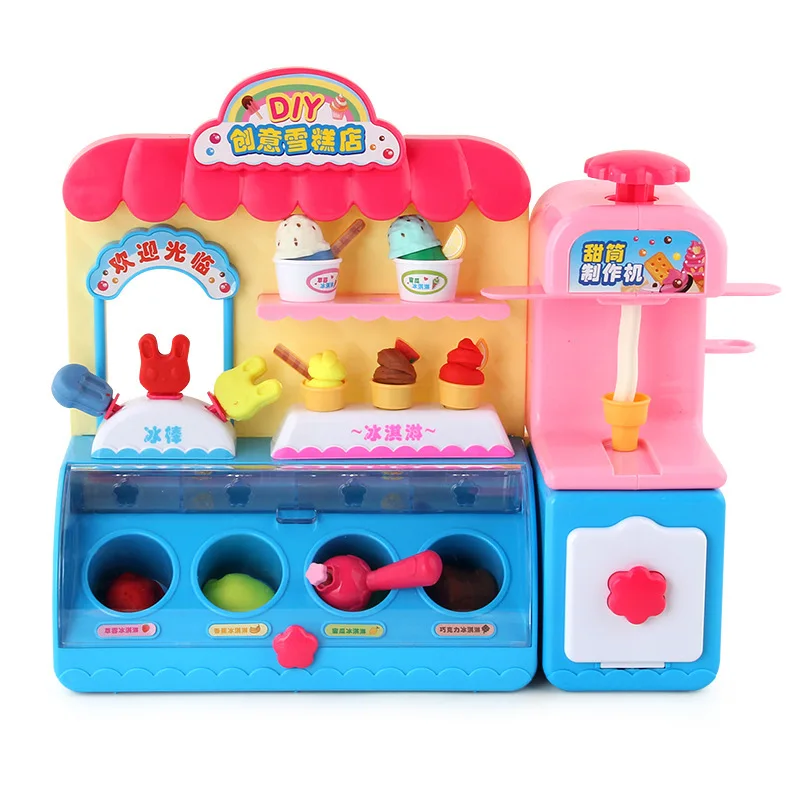 

Ice Cream Supermarket Shop Set Play House Toys Children Model Kitchen Tableware Ice Cream Candy Light And Sound