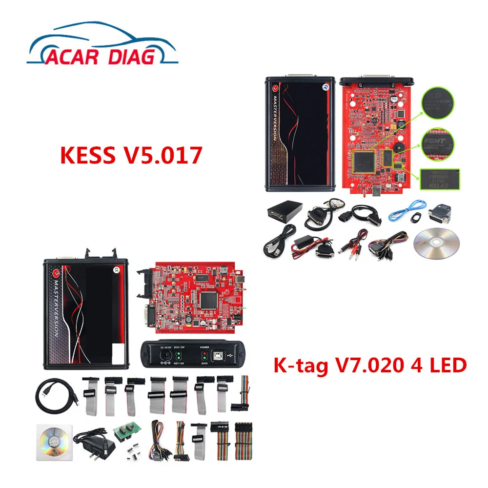 KESS V5.017 RED PCB K-tag V7.020 V2.25 4 LED Master KTAG 2 25 7 020 Kess 5.017 Адаптер BDM ECU Программатор | Автомобили