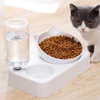 

Cat Feeder Automatic Anti Slip Spine Protection Cat Waterer with Cat Bowl
