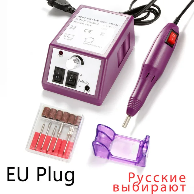 Дрель для ногтей, электрический аппарат для маникюра, гель для удаления кутикулы, сверла для ногтей 20000 ОБ/мин, фрезерный станок для педикюра, дизайн ногтей - Цвет: purple EU