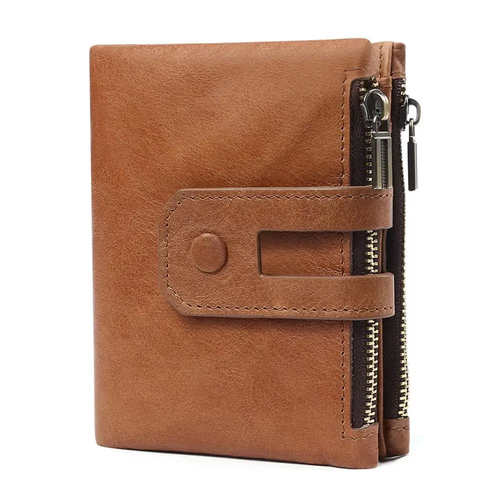

Leather Wallets for Men Women - RFID Blocking Bifold Wallet - Retro Wallet - Mens Wallet Bifold Leather - Soft Wallet Double Zip