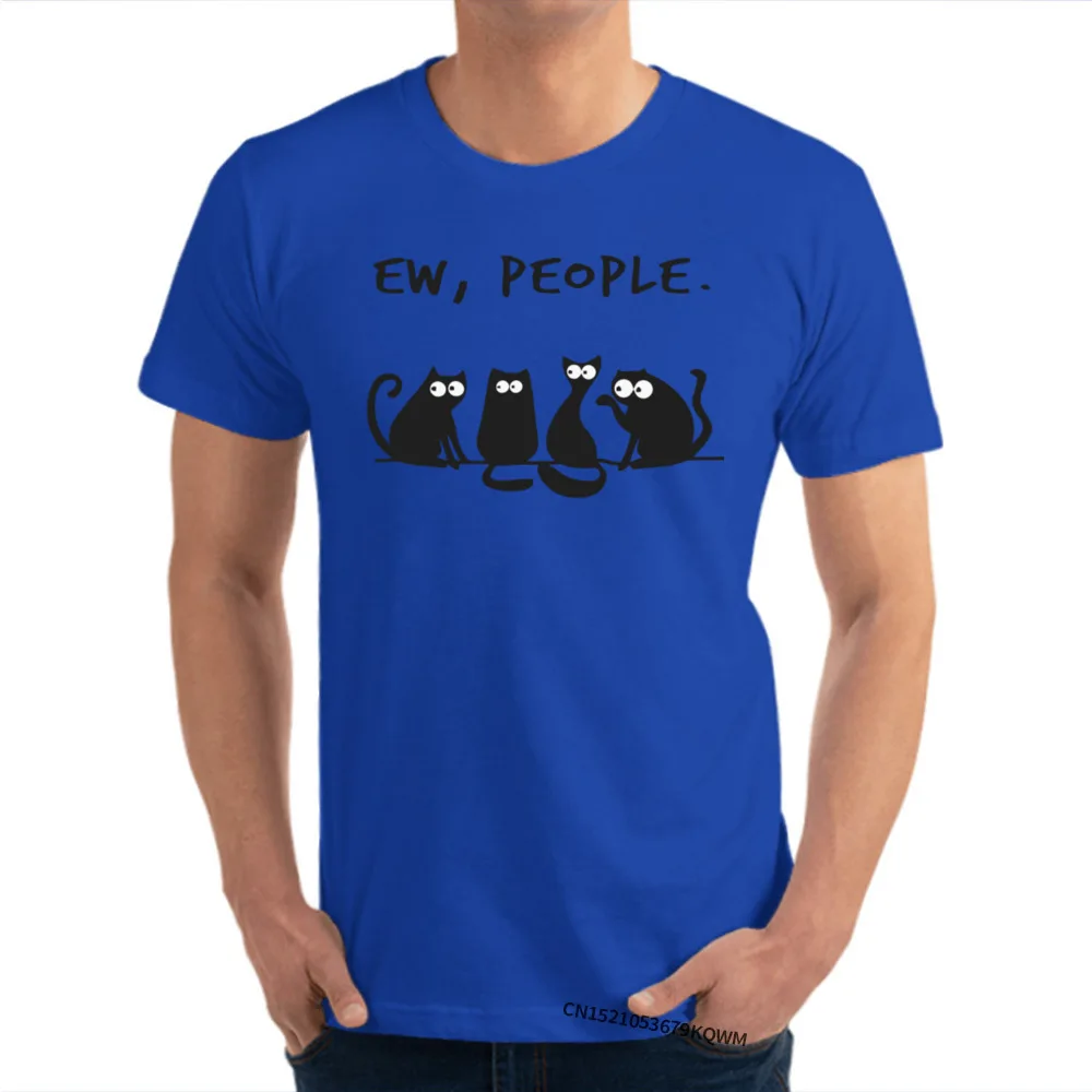 T Shirts Short Sleeve Leisure Retro Mens Summer Autumn Tops & Tees Leisure Tee Shirts O-Neck Cotton Free Shipping Ew people cat shirt 82 blue