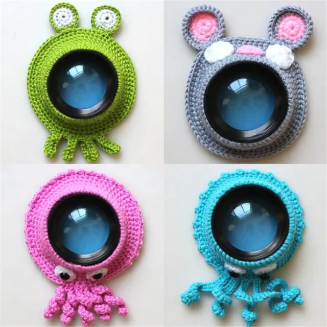Photography Accessories Props Animal Camera Buddies Hand knitted Camera Lens Decorative Ring For Baby Pet Photo Guide Doll Toys 3
