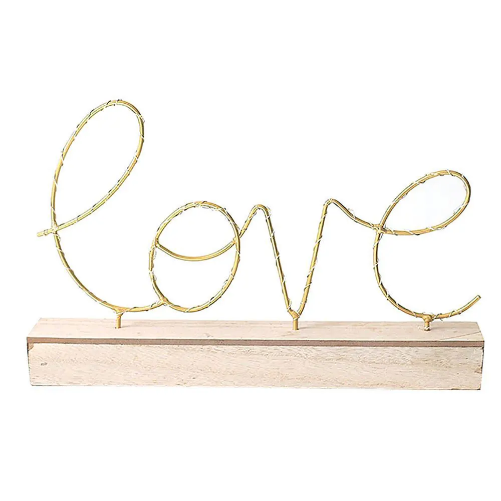 Новинка, светодиодный ночник с надписью LOVE& HOME, с деревянной основой, для украшения дома, статуэтки, светодиодный светильник для офиса, спальни, макет, настольная лампа - Цвет: Love
