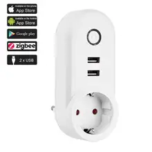 Новая умная розетка Alexa Голосовое управление тайминг двойной контроль переключатель в ZigBee двойной USB порт разъем питания для зарядки телефона