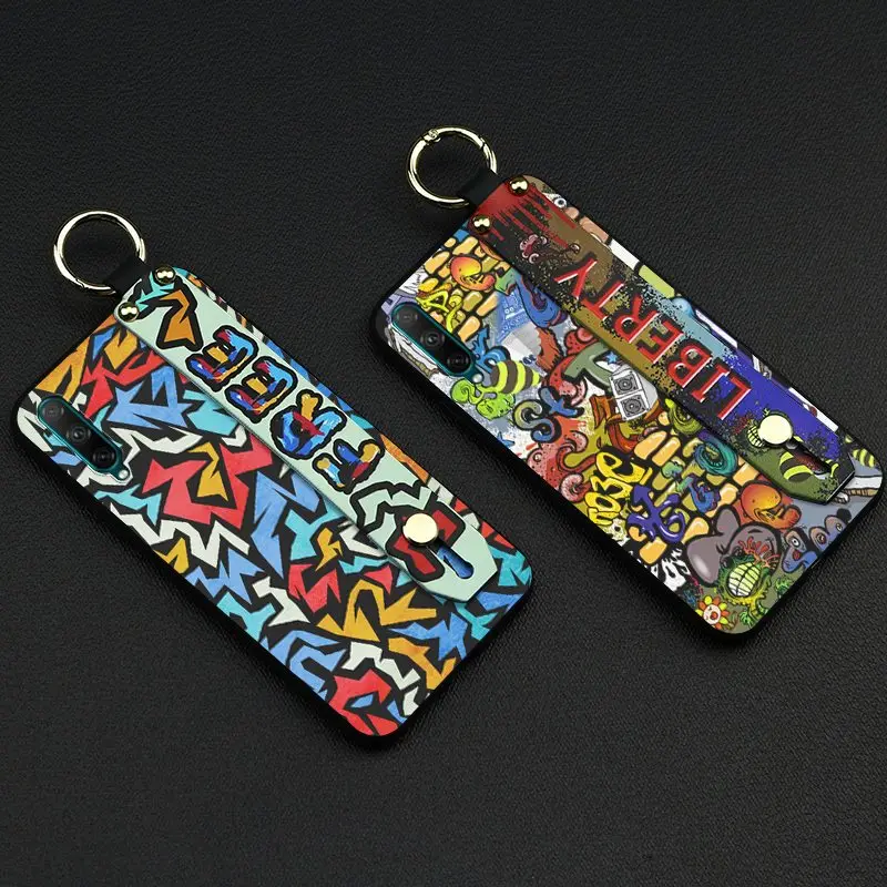 Silicone Waterproof Phone Case For Huawei Honor 20 Youth Edition Shockproof Dirt-resistant Anti-knock Delicate Painted Lanyard | Мобильные