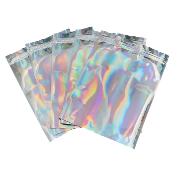 

100Pcs/Lot Glitter Heat Seal Laser Aluminum Foil Envelope Bags Portable Retail Package Bag Plastic Foil Storage Bag Dropshipping