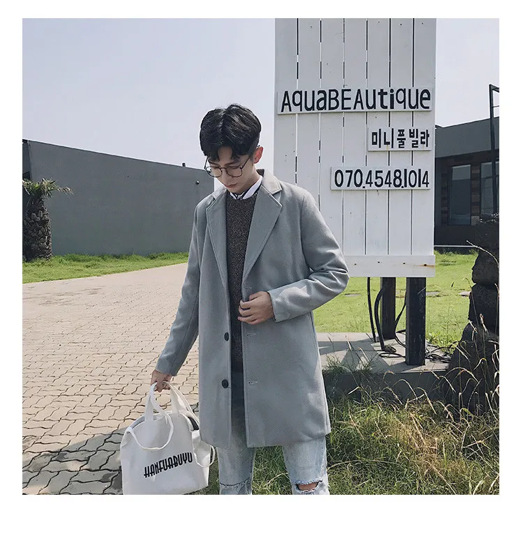 VOGUELEO Осень Зима Новая мужская мода бутик однотонный деловой Повседневный ветровка шерстяные пальто тонкие куртки для отдыха