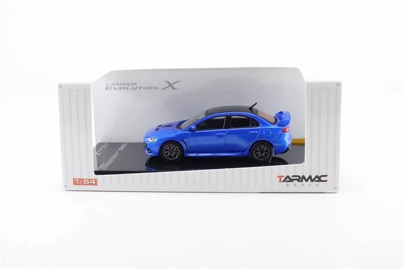Tarmac работает 1: 64 Mitsubishi EVO X Final Edition синий литой модельный автомобиль
