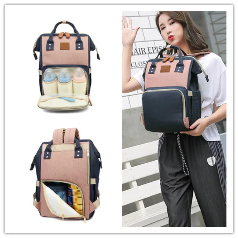 

2019 New Style Multi-functional Large-Volume Diaper Bag Fashion Mommy Bag Baoma Nursing MOTHER'S Bag with Baby Go out Bag