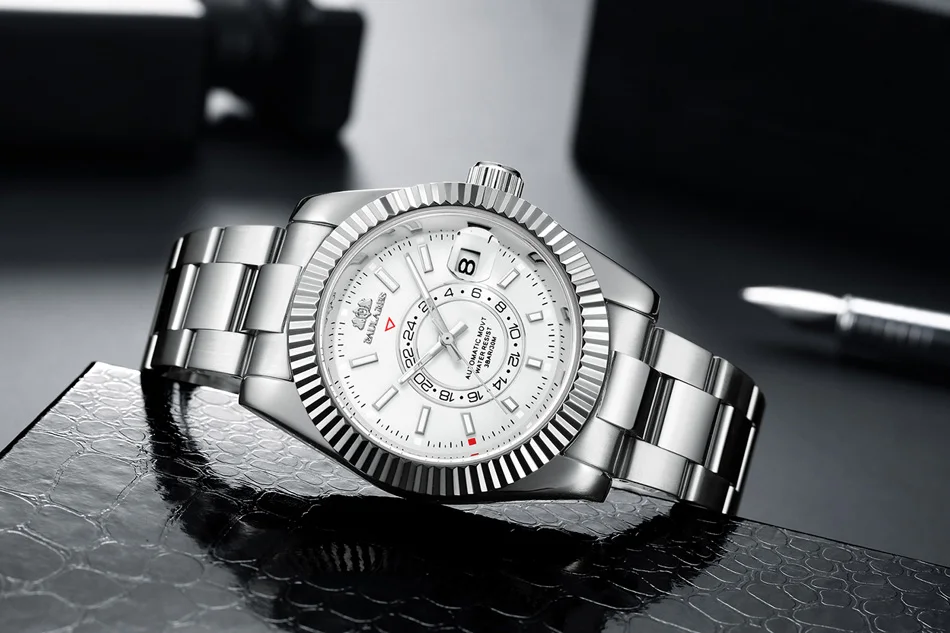 Cinturino meccanico automatico a carica automatica in acciaio inossidabile oro rosa argento blu data lusso cielo 40 mm da uomo_voghion.com