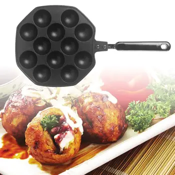

12 Hole Aluminum Alloy Takoyaki Pan Plate Tray Octopus Ball Maker Kitchen Baking L69B