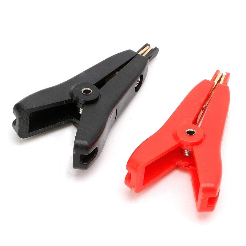 Alligator Clips Copper Plated Alligator Clip Two level Test clip Four Clamp LCR Kelvin Max Open Length 25mm Black+Red 2PCS