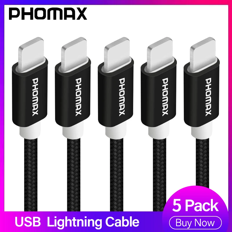 

PHOMAX 5Pack USB Cable 8 Pin Fast Charger Adapter data Cable For iphone X XS XR 8 7 6 plus ipad mini Mobile phone charger cable