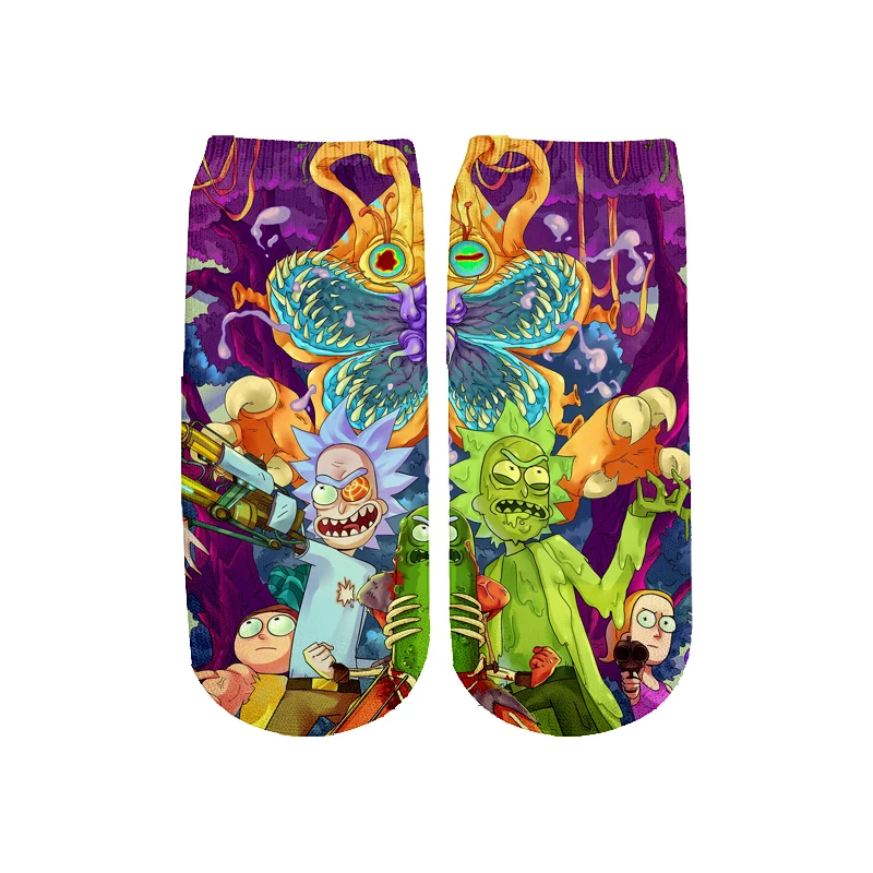 PLstar Cosmos/Новинка года; милые короткие носки с 3D принтом с героями мультфильмов Rick and Morty для мужчин и женщин; корейские носки в стиле Харадзюку; WZ999