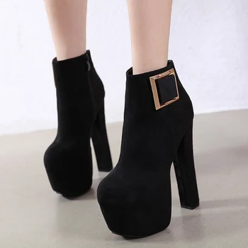 

plateform boots High Heels Female fall boots Women's chunky Shoes Woman Short Boot Ladies Footwear sexy black boots YMA917-1