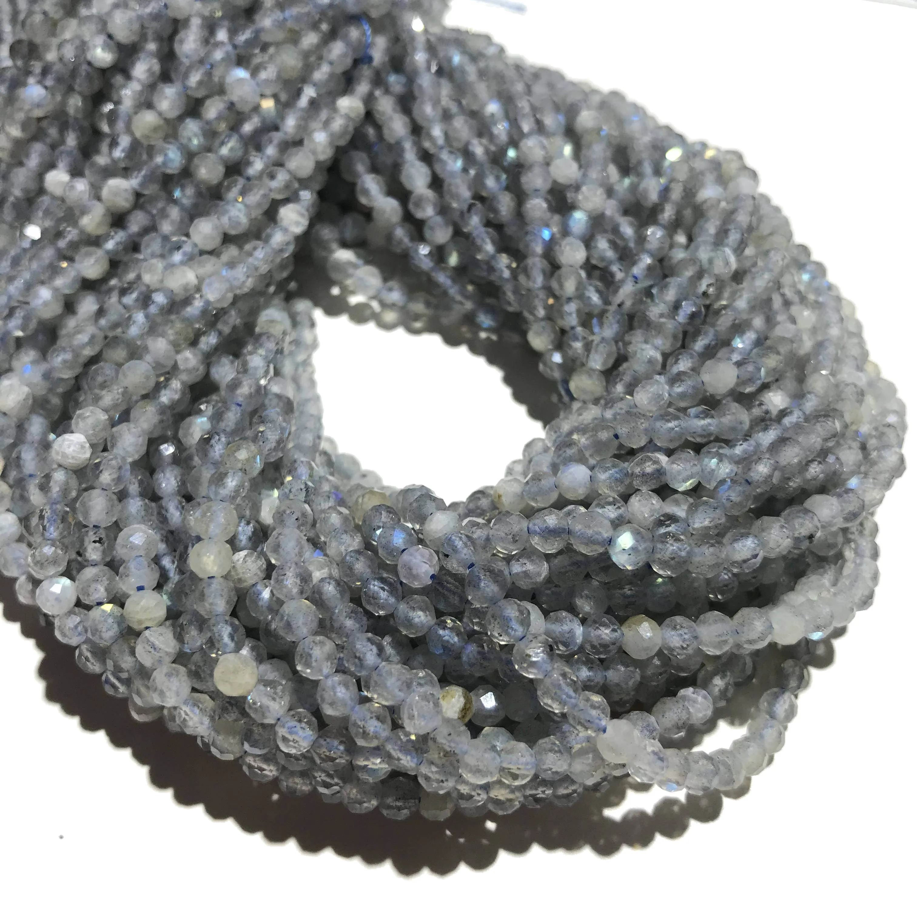 New 8mm 10mm Faceted Labradorite Real Natural Gemstone Round Beads Necklaces18'' 