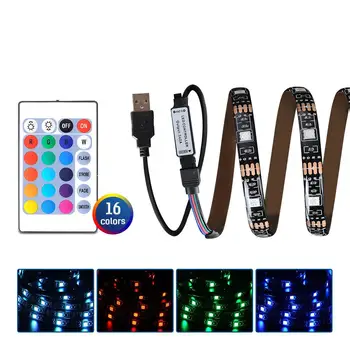 

DC5V 5050 USB LED Strip RGB Ribbon Flexible Led Light Strip USB Tira LED Neon RGB Tape 16 Keys Remote 3M TV Background Lighting