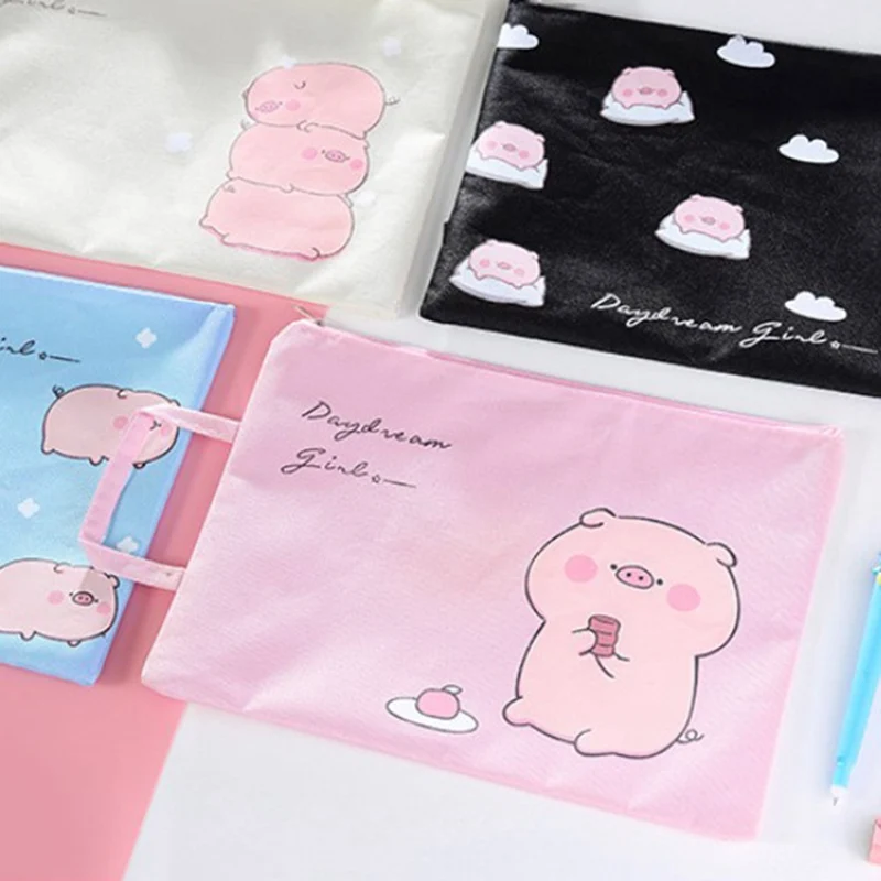 1 шт. A4 Сумка для документов Милая свинка папка сумка Kawaii большой емкости Ткань Оксфорд Высокое качество документы Папка Подарки для студентов