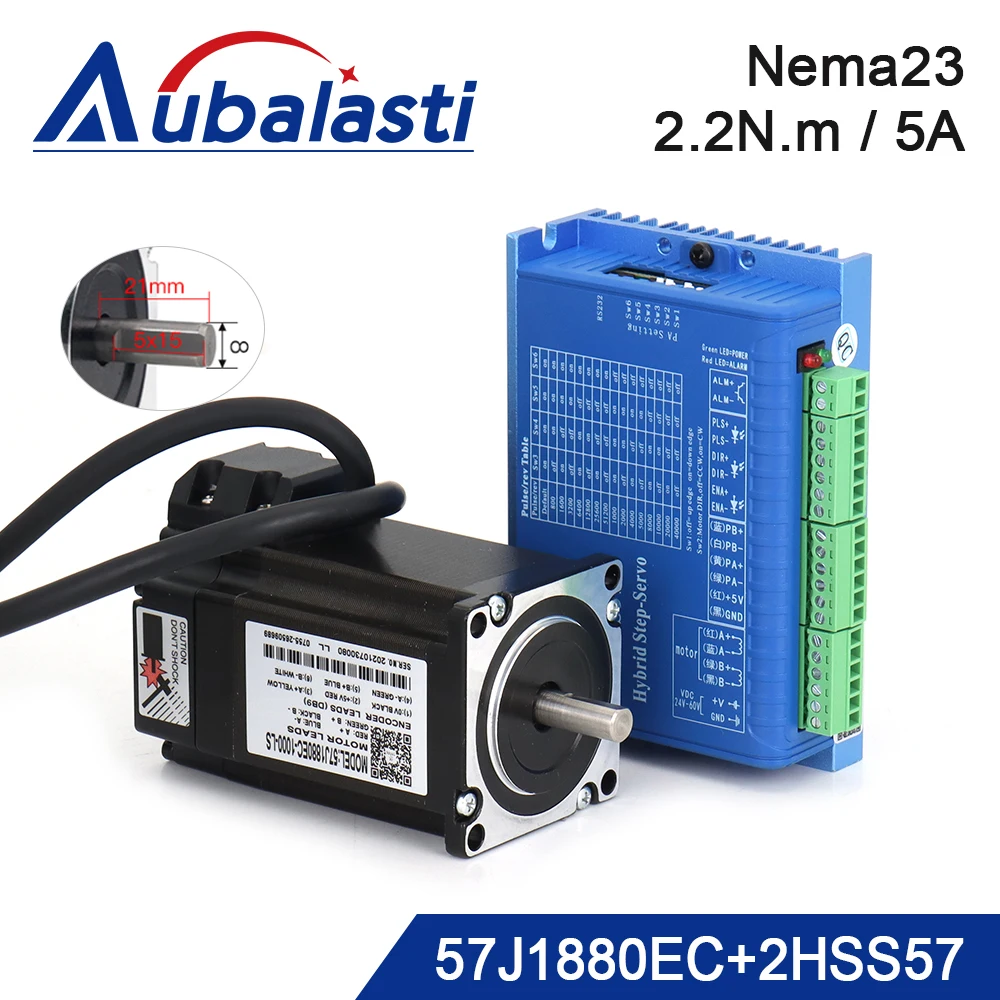 JMC Nema23 Hybrid Closed Loop Motor and Driver 2.2N.m 0-2000rpm Stepper 5A Shaft Dia.8mm 2HSS57+57J1880EC For CNC Machine | Обустройство