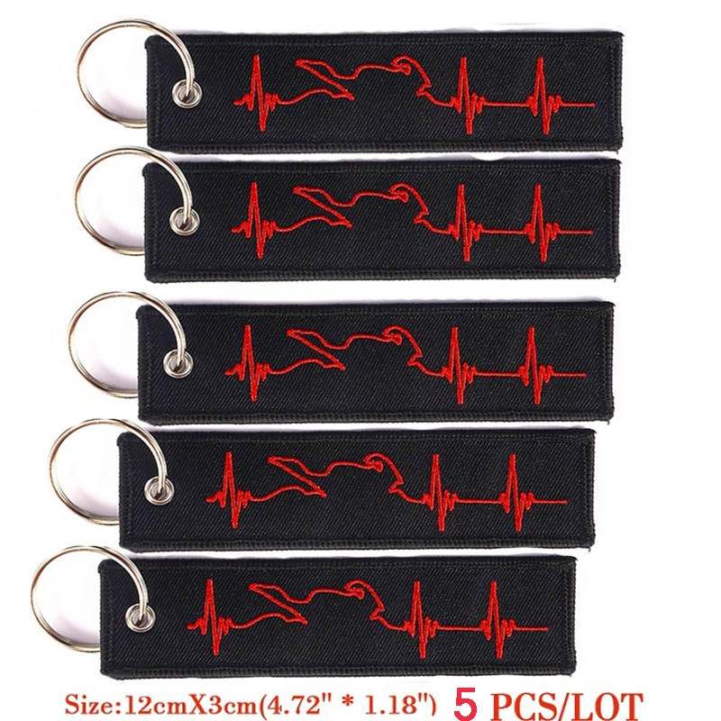 Брелок для ключей с вышивкой в виде пульса 5 шт./лот|key ring|embroidery tagkey rings for car |
