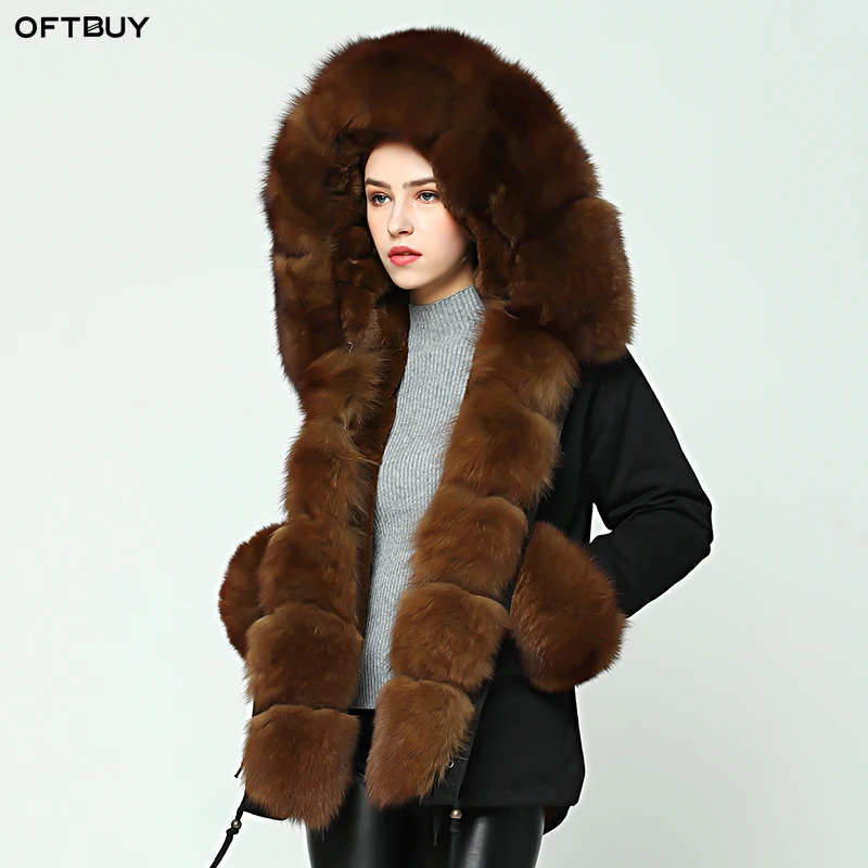 Женская парка большого размера OFTBUY теплая Толстая с воротником из натурального