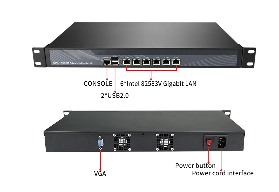 Fanless 6 LAN 1U Mini PC - In-tel 7th Gen I7-7560U Dual Core CPU, Windows 10/Linux, Industrial Computer for Gaming and Office Description Image.This Product Can Be Found With The Tag Names Barebone Mini PC, Computer Office, Mini pc intel