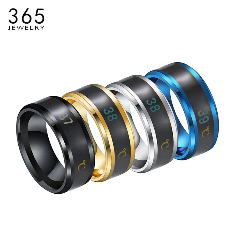 

1 Pcs New Titanium Steel Intelligent Temperature Sensitive Rings Women Men Mood Feeling Sensing Change Ring Waterproof Gift