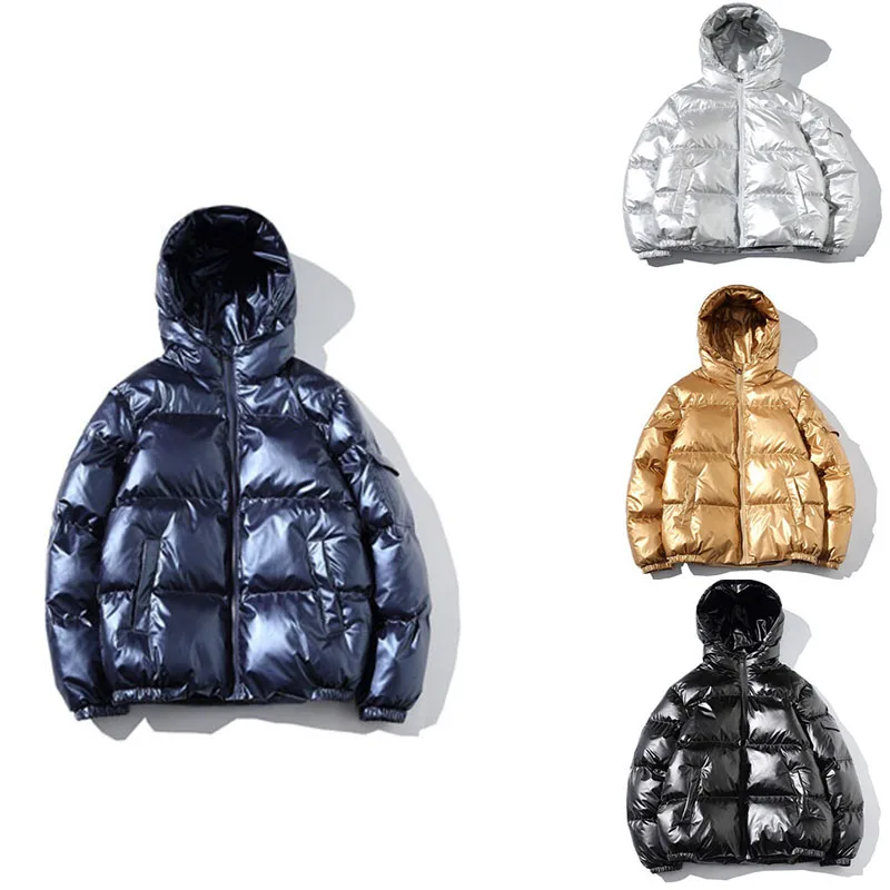 

Autumn Winter Mens Oversized M-5XL Down Jacket Polyester Solid Color Warm Down Jacket with Hood for Men Casual Loose Couple Tops