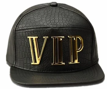 

Hip Hop Snapback Cap Style Gold "VIP"Logo Leather PU Baseball Hats USA Rap DJ Hat Cap