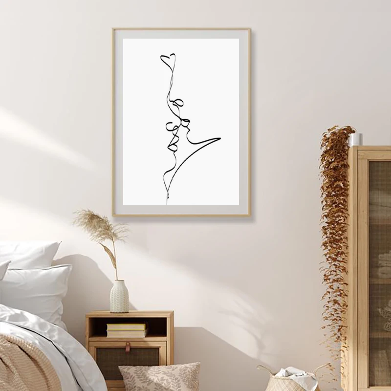 Abstract-Couple-Kiss-Single-Line-Drawing-Print-Love-Black-White-Poster-Romantic-Gifts-Bedroom-Wall-Art (2)