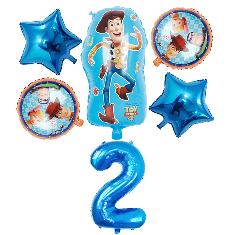 1 компл. globos История Игрушек 4 Вуди Базз Лайтер фольгированные шары 32 дюймов номер для новорожденных мальчиков голубой воздушные шары День рождения Декор детские игрушки - Цвет: Woody AB 2