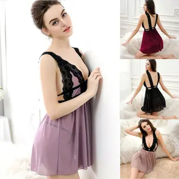 

Women Sexy Lace G-string Lace Babydoll Dress Lingerie Nightgowns and Sleepshirts